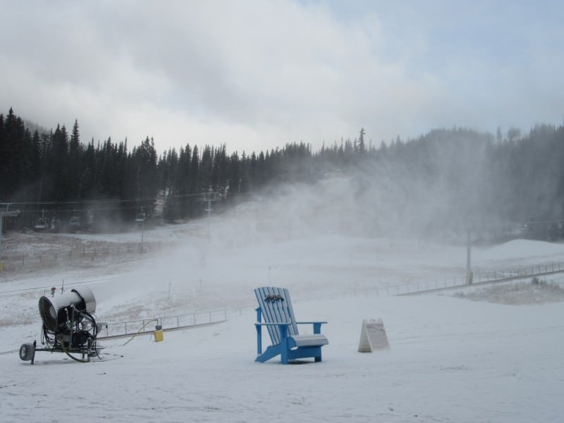 Snow being distributed in Sun Peaks for the upcoming 2025-26 season